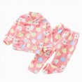 thumbnail image 1 of NOLDARES Girls Fleece Pajamas Long Sleeve Flannel Button Down Sleepwear Kids Soft Fuzzy 2 Pieces Pjs Loungewear Sets(K023-Pink), 1 of 7