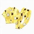 thumbnail image 1 of NOLDARES Girls Fleece Pajamas Long Sleeve Flannel Button Down Sleepwear Kids Soft Fuzzy 2 Pieces Pjs Loungewear Sets(K023-Yellow), 1 of 4