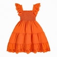 thumbnail image 1 of NOLDARES Girls Flutter Sleeve Floral Dresses, Kids Spring Summer Dress, Teen Hawaiian Maxi Long Dresses(Orange,4-5 Years), 1 of 7