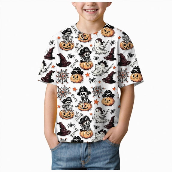 NOLDARES Girls Halloween Shirts Cute Neon Bow Ghost T-Shirt Kid Coquette Boo Tees Spooky Season Outfit Short Sleeve Fall Tops(Black,3-4 Years)