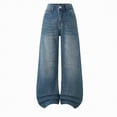 thumbnail image 1 of NOLDARES Girls Jeans Denim Elastic High Waisted Wide Leg Baggy Cargo Pants with Pockets 7-14 Years(Dark Blue,15-16 Years), 1 of 4