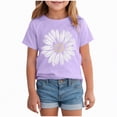 thumbnail image 1 of NOLDARES Girls/Kids/Toddlers Crew Neck Cotton T-Shirts Short Sleeve Summer Basic Tops（Age 2-12Y）(Purple,2-3 Years), 1 of 4