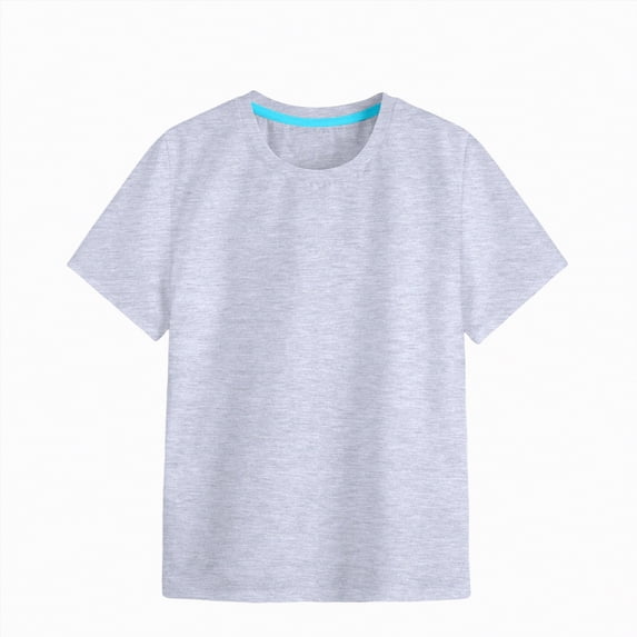 NOLDARES Girls/Kids/Toddlers Crew Neck Cotton T-Shirts Short Sleeve Summer Basic Tops(Grey,9-10 Years)