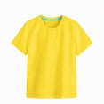 thumbnail image 1 of NOLDARES Girls/Kids/Toddlers Crew Neck Cotton T-Shirts Short Sleeve Summer Basic Tops(Yellow,8-9 Years), 1 of 4