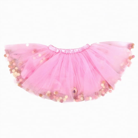 NOLDARES Girls Layered Rainbow Cute Tutu Skirt Dance Dress Ruffle Tiered Clubwear(Pink,6-12 Months)