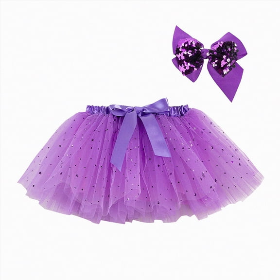 NOLDARES Girls Layered Rainbow Tutu Skirt Dance Dress Ruffle Tiered Kid Holiday Birthday Outfits(Purple,2-4 Years)
