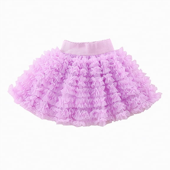NOLDARES Girls' Layered Tutu Tulle Birthday Party Dance Skirts for Little Girls Dress Up(Purple,2-3 Years)