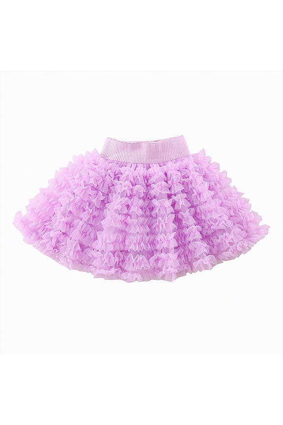 Girls' Layered Tutu Tulle Birthday Party Dance Skirts for Little Girls Dress Up(Purple,2-3 Years)