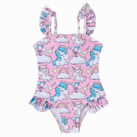 NOLDARES Girls One Piece Swimsuit Adjustable Crossback Beach Bathing Suit Swimwear(Pink,7-8 Years)