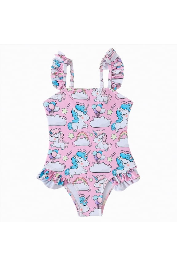 Girls One Piece Swimsuit Adjustable Crossback Beach Bathing Suit Swimwear(Pink,7-8 Years)