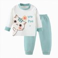 thumbnail image 1 of NOLDARES Girls Pajamas Long Sleeve 2 Piece Nightwear Set with Printed Kids Sleepwear PJs Loungewear(S311-Light Green), 1 of 8