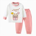 thumbnail image 1 of NOLDARES Girls Pajamas Long Sleeve 2 Piece Nightwear Set with Printed Kids Sleepwear PJs Loungewear(S311-Pink), 1 of 8
