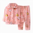thumbnail image 1 of NOLDARES Girls Pajamas Set With Fleece 2Pcs Long Sleeve Button Down Pjs Luxury pajama, Long sleeve & pants ideal for sleepwear, birthday party, or as gifts(K027-Red), 1 of 4