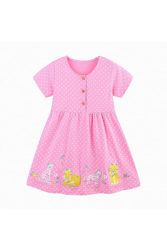 Girls Summer Sun Dress Tween Ruffles Tiered Dresses Size 6-15 Years for Holiday Daily(Pink,6-7 Years)