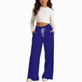 thumbnail image 1 of NOLDARES Girls Sweatpants Front Seam Drawstring High Waist Wide Leg Sweat Pants Baggy Causal Kids High Waisted(Navy,10-12 Y), 1 of 5