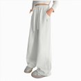 thumbnail image 1 of NOLDARES Girls Wide Leg Sweatpants Drawstring Waist, Baggy Kids Pants, Loose Joggers, Pockets, Soft, Fall, Winter(W115-Light Gray), 1 of 7