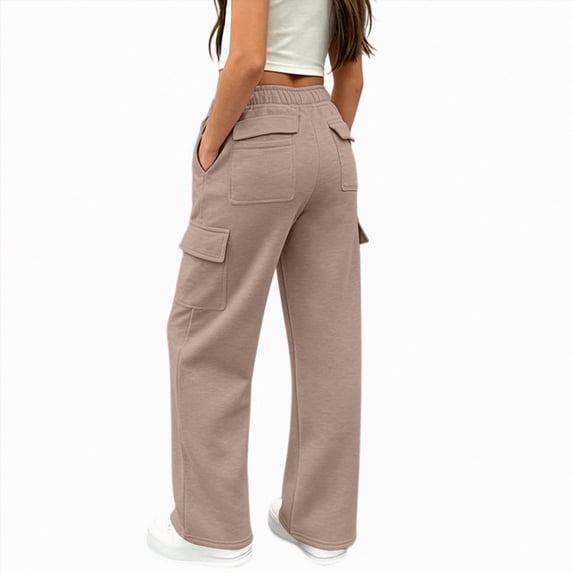 NOLDARES Girls Wide Leg Sweatpants Kids Baggy Sweat Pants Oversized Elastic Waist Straight Wide Leg Joggers with Pockets(W107-Khaki)
