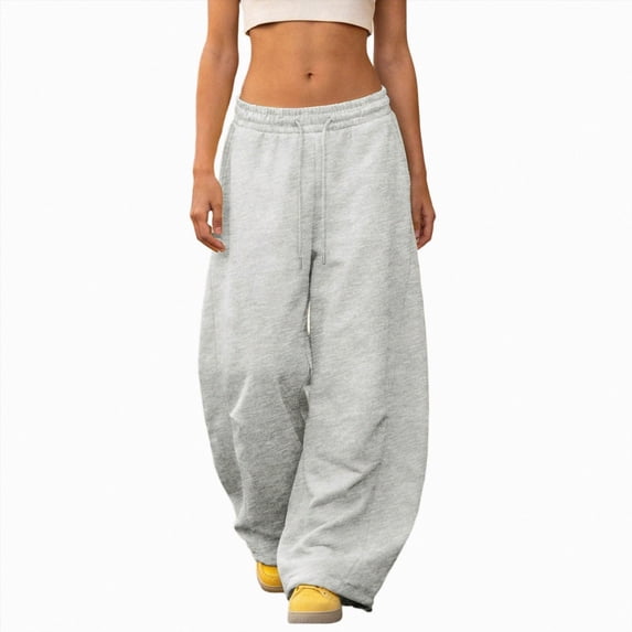 NOLDARES Girls Wide Leg Sweatpants Kids Baggy Sweat Pants Straight Elastic Waist Cute Clothes(W113-Light Gray)