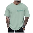 thumbnail image 1 of NOLDARES Graphic Tees Oversized Beach Tshirts for Men Letter Print Shirts Short Sleeve Mens Summer Shirts Casual Tops(Green,XL), 1 of 8
