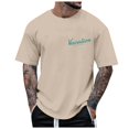 thumbnail image 1 of NOLDARES Graphic Tees Oversized Beach Tshirts for Men Letter Print Shirts Short Sleeve Mens Summer Shirts Casual Tops(Khaki,L), 1 of 8