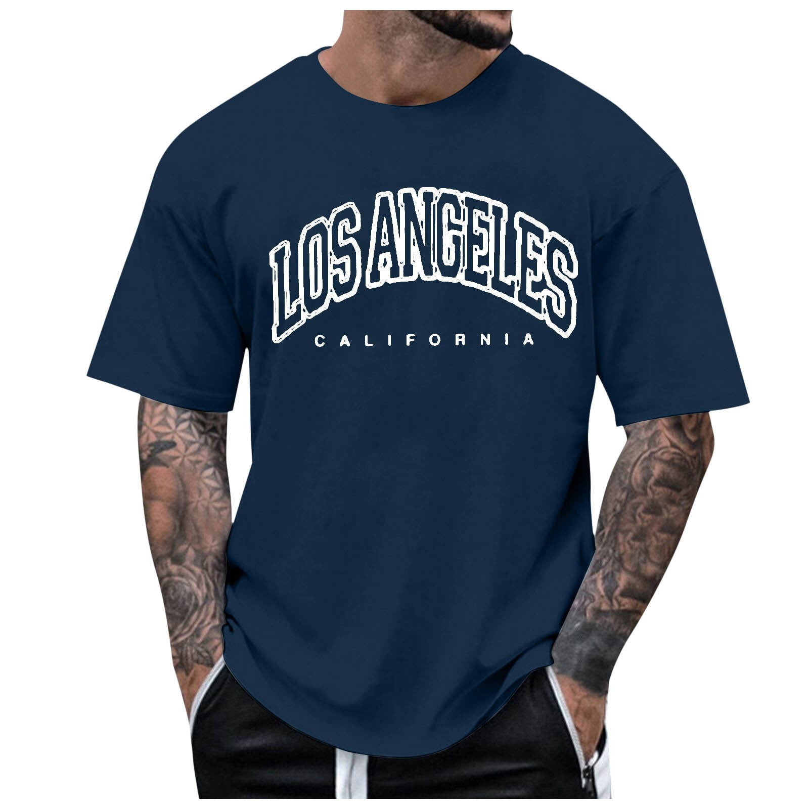 NOLDARES Graphic Tees for Men Los Angeles Shirt Wash Tshirt Letter T ...