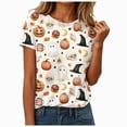 thumbnail image 1 of NOLDARES Halloween Nurse Shirts for Women Halloween Pumpkin Crew Neck T-Shirt Funny Ghost Graphic Tee Tops(Beige,XXXXL), 1 of 9