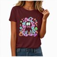 thumbnail image 1 of NOLDARES Halloween Shirt for Women Funny Ghost Costume Tshirts Halloween Short Sleeve Graphic Tee Tops(Wine,XXXL), 1 of 7
