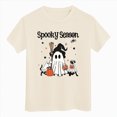 thumbnail image 1 of NOLDARES Halloween Shirts for Girls Boys Short Sleeve T Shirt Kids Summer Pumpkin Ghost Print Tops Crewneck Tees Beige for Size 11-12 Years, 1 of 7