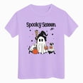 thumbnail image 1 of NOLDARES Halloween Shirts for Girls Boys Short Sleeve T Shirt Kids Summer Pumpkin Ghost Print Tops Crewneck Tees Purple for Size 7-8 Years, 1 of 7