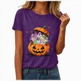 thumbnail image 1 of NOLDARES Halloween Shirts for Women Spooky Season Tshirt Cute Halloween Ghost Tee Fall Casual Short Sleeve Tops(Purple,L), 1 of 8
