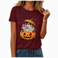 thumbnail image 1 of NOLDARES Halloween Shirts for Women Spooky Season Tshirt Cute Halloween Ghost Tee Fall Casual Short Sleeve Tops(Wine,L), 1 of 8