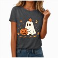 thumbnail image 1 of NOLDARES Halloween Teacher Shirts for Women Cute Ghost with Coffee Shirt Funny Spooky Tee Halloween Party Short Sleeve Tops(Dark Gray,XXXL), 1 of 7