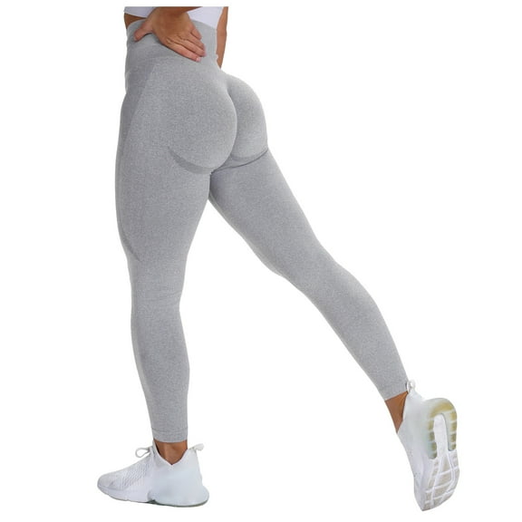 NOLDARES High Waisted Leggings for Women Soft Tummy Control Pants Non See Through Workout Yoga Pants for Running(Grey,L)