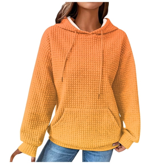 NOLDARES Hoodies for Women Casual Drawstring Hooded Sweatshirt with Pockets Comfort Long Sleeve Pullover Hoodies(Orange,S)