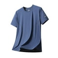 thumbnail image 1 of NOLDARES Ice Silk Round Neck T-Shirt- Silk Shirts for Men Gym Quick Dry Short Sleeve Polo Cooling Shirts(Blue,XL), 1 of 7