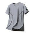 thumbnail image 1 of NOLDARES Ice Silk Round Neck T-Shirt- Silk Shirts for Men Gym Quick Dry Short Sleeve Polo Cooling Shirts(Grey,3XL), 1 of 3