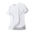 thumbnail image 1 of NOLDARES Ice Silk Round Neck T-Shirt- Silk Shirts for Men Gym Quick Dry Short Sleeve Polo Cooling Shirts(White,L), 1 of 3
