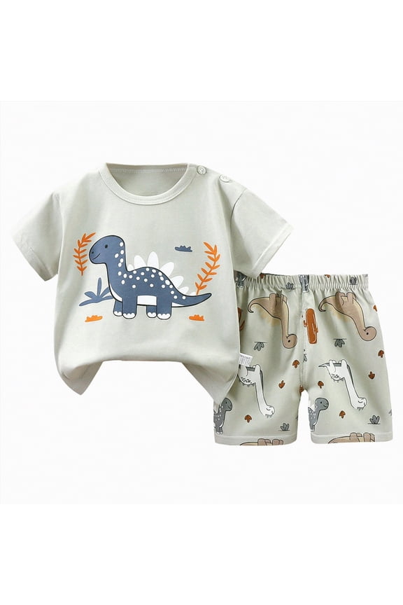 Infant Baby Boy Dinosaur Outfit Short Sleeve Tee and Shorts Casual Summer Clothes Set 6 12 18 Months Blazer,18-24 M
