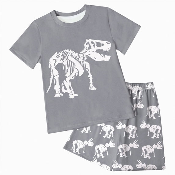 NOLDARES Infant Baby Boy Outfits 2 Pieces Crewneck Short Sleeve T-Shirt Tee Pattern Casual Pocket Shorts Toddler Clothes(Grey,6-7Y)