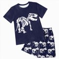 thumbnail image 1 of NOLDARES Infant Baby Boy Outfits 2 Pieces Crewneck Short Sleeve T-Shirt Tee Pattern Casual Pocket Shorts Toddler Clothes(Navy,6-7Y), 1 of 6