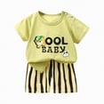 thumbnail image 1 of NOLDARES Infant Baby Boys Summer Color Block Clothes Sets Outfits Short T Shirt Elastic Shorts Set Toddler Clothes(Black,3-6 Months), 1 of 4