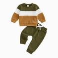 thumbnail image 1 of NOLDARES Infant Toddler Baby Boy Fall Winter Outfits 2pcs Long Sleeve Sweatshirt Tops Pocket Joggers Pants Cartoon Graphic Clothes Clothing Set(AG,12-18 M), 1 of 4
