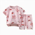 thumbnail image 1 of NOLDARES Infant Toddler Baby Boys Outfits 2 Piece Colorful Print Short Sleeve Shirt Top and Casual Shorts Sets Summer Clothes(Light Pink,18-24 M), 1 of 4