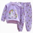 thumbnail image 1 of NOLDARES Infant Toddler Winter Clothes Outfits Long Sleeve Graphic Crewneck T-Shirt Sweatpants Cozy 2 Piece Set Size:18-24 M,Purple, 1 of 5