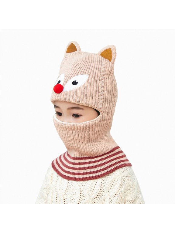Kids Balaclava Face Mask Winter Ski Mask Hat Hooded Scarf Windproof Cute Ear Hat for Boy Girl,One Size