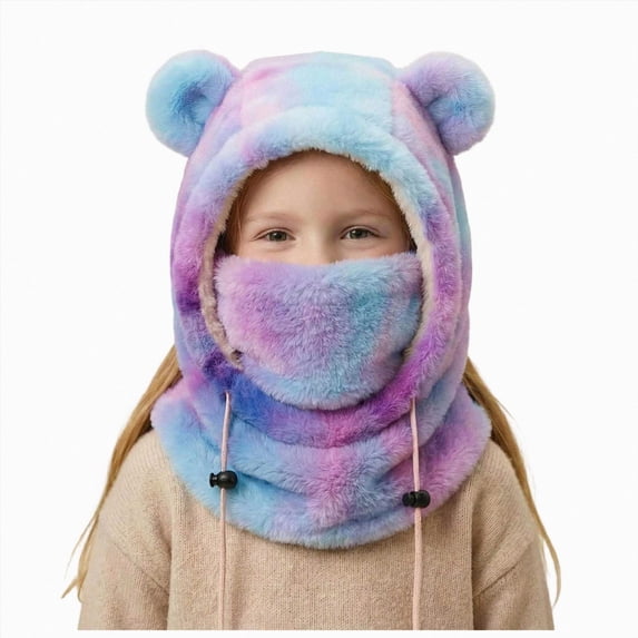 NOLDARES Kids Balaclava Fleece Winter Face Mask, Full Face Cover Neck Gaiter, Warm Ski Mask Hood for Boys Girls(K102-Purple)