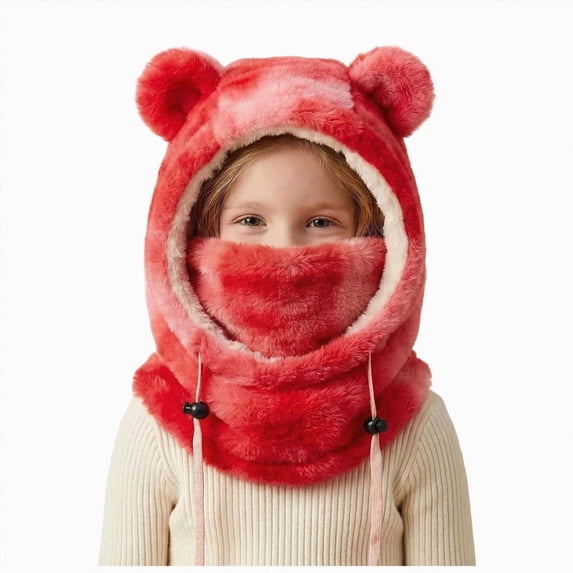 NOLDARES Kids Balaclava Fleece Winter Face Mask, Full Face Cover Neck Gaiter, Warm Ski Mask Hood for Boys Girls(K102-Watermelon Red)