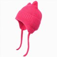 thumbnail image 1 of NOLDARES Kids Beanie Hat for Winter with Earfalp Children Cute Cat Ears Toddler Girls Boys Warm Wool Knit Ear Flap Cap(K134-Hot Pink), 1 of 5