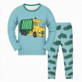 thumbnail image 1 of NOLDARES Kids Boys Pjs 2 Piece Pajama Set Cotton Long Sleeve Print Top with Pants Soft Comfy Sleepwear Toddler Boys 6-12 Months 12-24 Months 2t 3t 4t 5t 6t 7t 8t 9t Children,Mint Green,2-3 Y, 1 of 5
