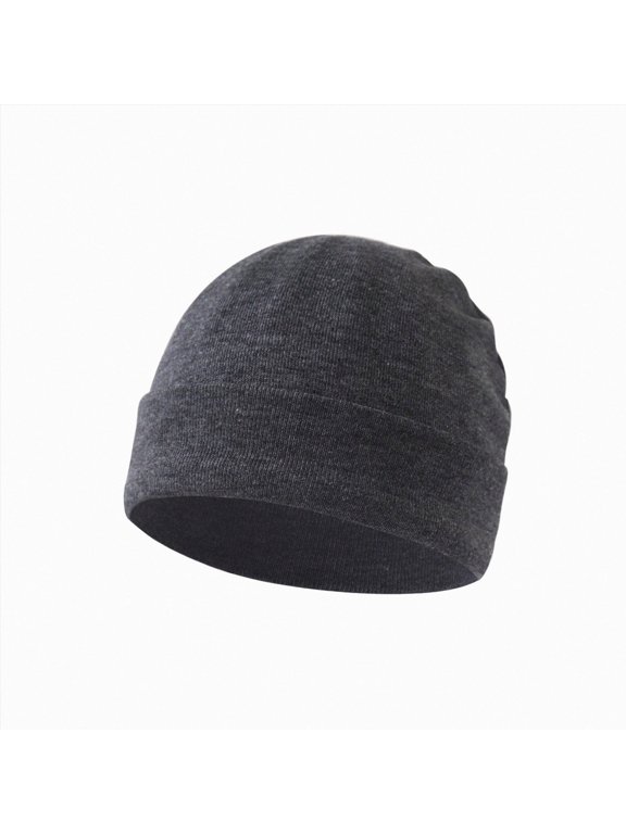 Kids Double Layer Soft Ski Beanie Hat, Cozy Elastic Warm Winter Knit Cap for Toddler Girls Boys Dark Gray One Size